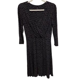 Nora Gardner Black Chevron Knit Twist Front Mini Dress‎ Size 6 Made in USA